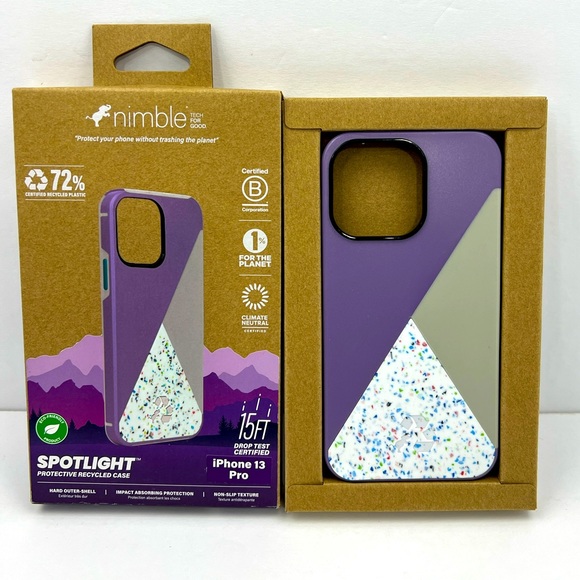 NIMBLE TECH FOR GOOD, iPhone 13 PRO PROTECTIVE CASE, PURPLE AND WHITE COLOR - Picture 8 of 12